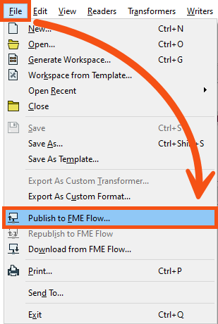 File > Publish to FME Flow